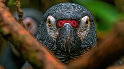 Obraz premium Congo African Grey Parrot Jungle Gaze
