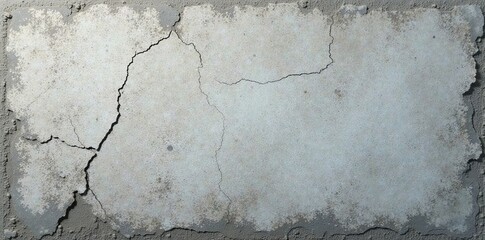 Obraz premium Rough gray cement wall with chipped paint and cracks, concrete, aged, textured