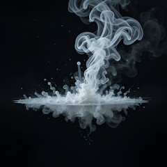 on a black background there is a small amount of white smoke in the shape of a lake