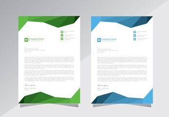 Creative letterhead design for business, company letterhead template, A4 letter head design, blue and green color letterhead. vector eps 10	