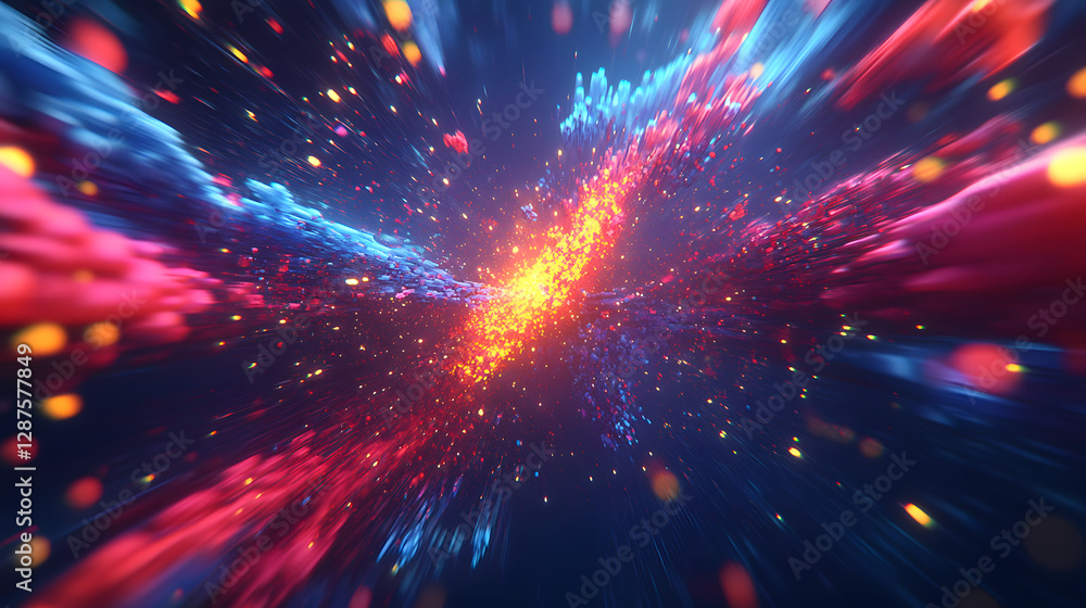 Poster abstract background featuring colorful lights and sparks in a dynamic design with vibrant hues and e