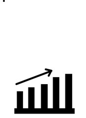Single black arrow growing pointing up on chart graph bars icon, success graph trending upwards flat design interface infographic element