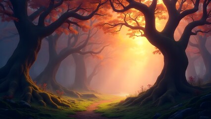 Warm Orange Enchanted Forest