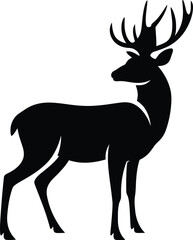 Fototapeta premium Majestic Deer Silhouette Vector – Black and White Stag Illustration