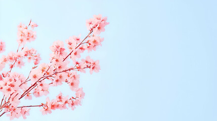 Naklejka premium Delicate Pink Cherry Blossoms Against a Light Blue Sky