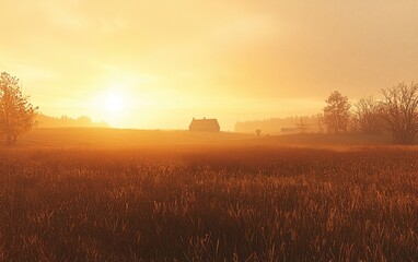 Obraz premium Golden sunrise over a peaceful Easter morning field Easter