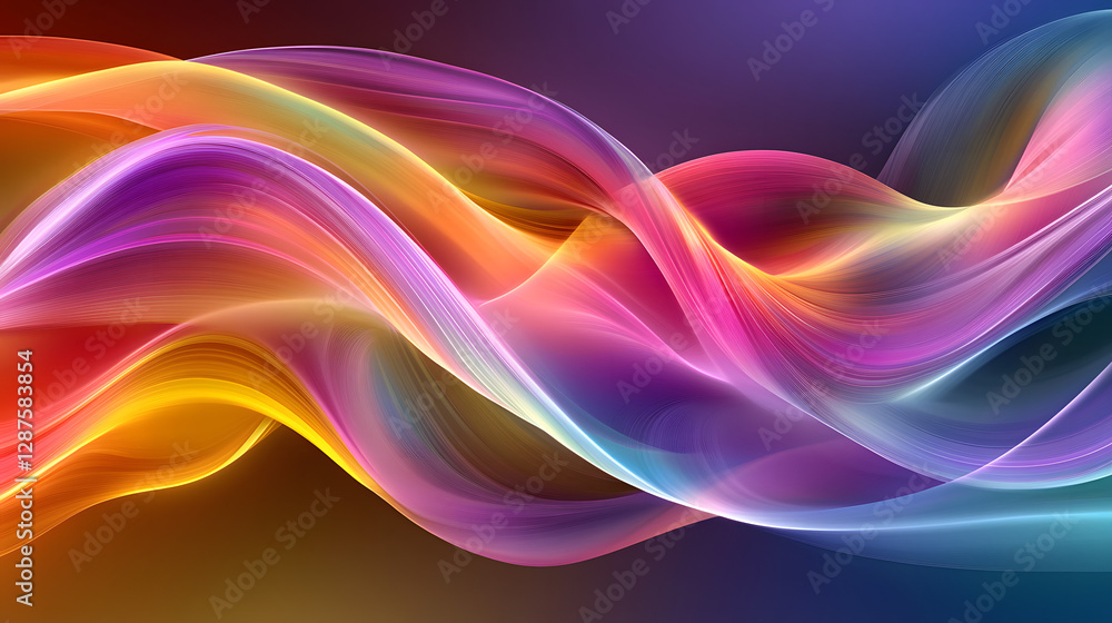 Poster abstract background featuring colorful waves in various shades and patterns blending together seamle