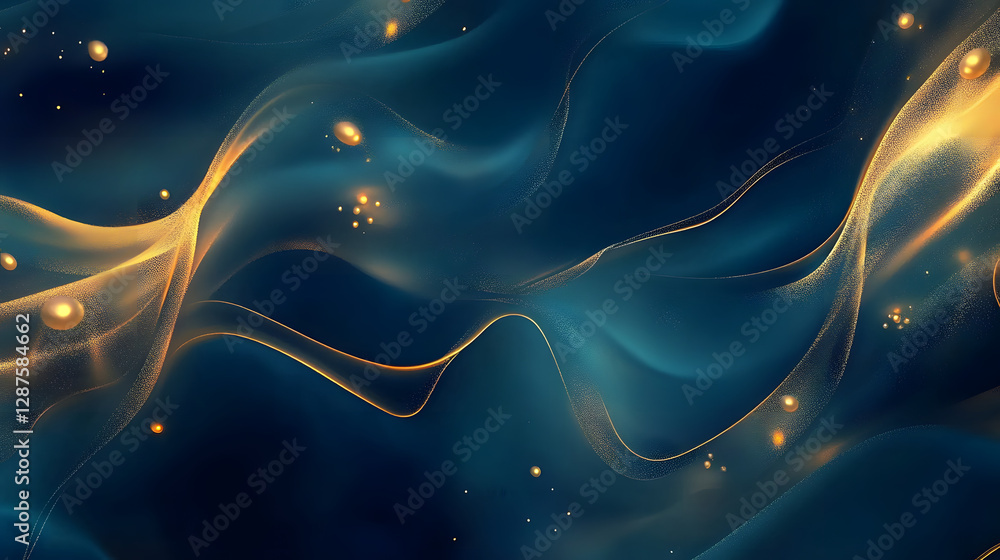 Poster abstract blue and gold background design with fluid shapes and textures for modern digital applicati