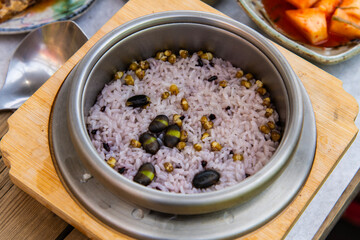 rice cooked in a pot