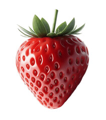 one beautiful red glossy strawberry no background generated by AI