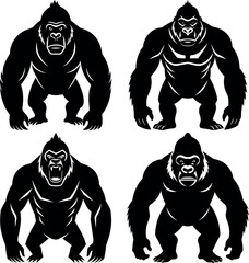Minimalist Gorilla Silhouette Vector Clean & Bold Design.