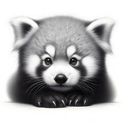 Obraz premium 흰 배경, 레서판다, 펜슬 드로잉, jpeg (white background, Red panda, pencil drawing, jpeg)