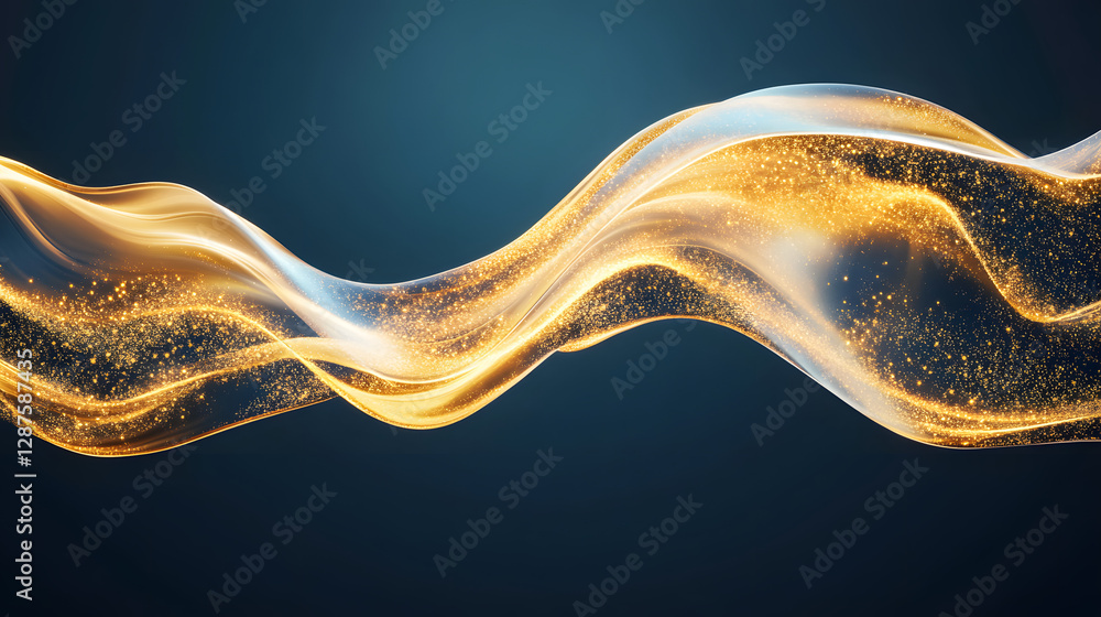 Poster gold wave of light flowing on a black background creating a stunning visual effect