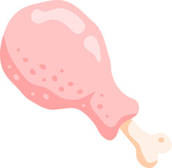 Chicken Drumstick Raw Food Illustration Flat Color