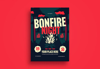 Black Bold Minimalism Bonfire Night Flyer Layout