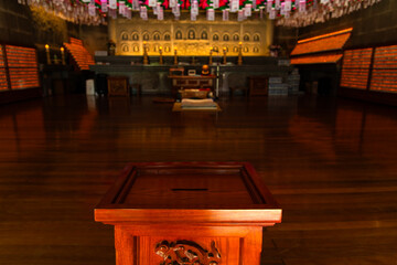 interior of the Buddhist temple building
