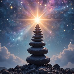 Obraz premium zen stones on the background of the sky