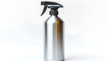 Metal Spray Bottle Against White Background