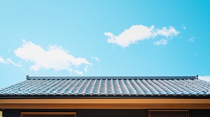 Fototapeta premium Japanese Style Roof Under a Blue Sky