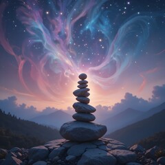 Obraz premium zen stones on the background of the sky