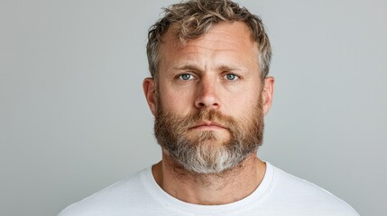 Obraz premium Serious man, portrait, grey background, studio