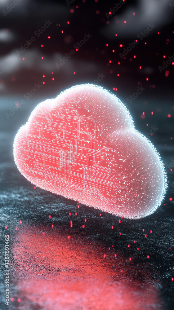 Aufkleber digital cloud with glowing circuits, representing advanced technology and innovation
