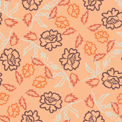 Fototapeta premium Floral brush strokes seamless pattern design for fashion textiles, graphics, backgrounds and crafts