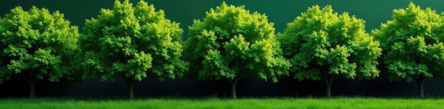 Dense foliage of Diospyros decandra trees against green background, nature, greenery