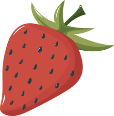 Illustration of a Fresh Strawberry with Leaf