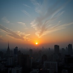 sunset over the city