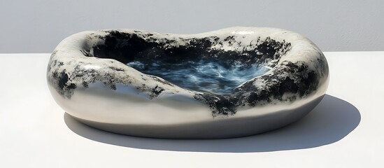 Obraz premium Abstract Bowl, White and Dark, Interior Landscape