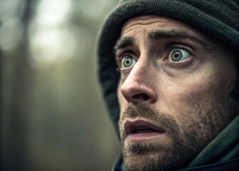 Fototapeta premium Future fear in the man's eyes