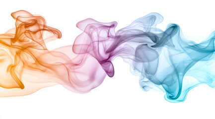 Obraz premium Colorful smoke waves on a white background, a colorful gradient, soft colors, bright colors, a colorful background, a colorful background, colorful.