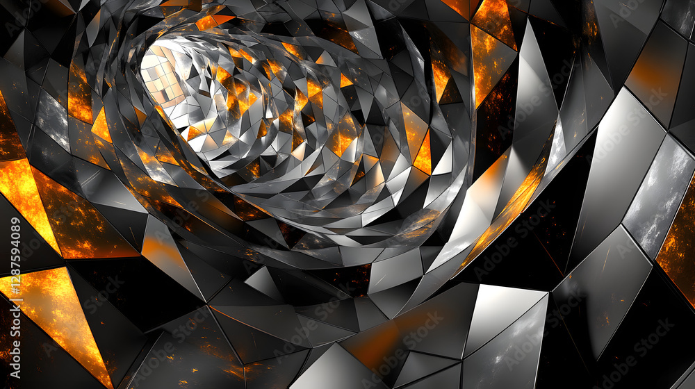 Poster black and white background featuring a swirling pattern of fire flames creating dynamic movement and