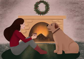 evening by the fireplace