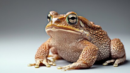 Naklejka premium Close-up of a toad, studio shot, neutral background, nature photography