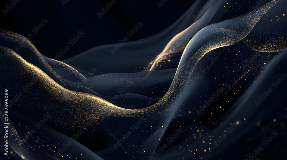 Poster dark background with multiple gold elements creating a luxurious and elegant atmosphere