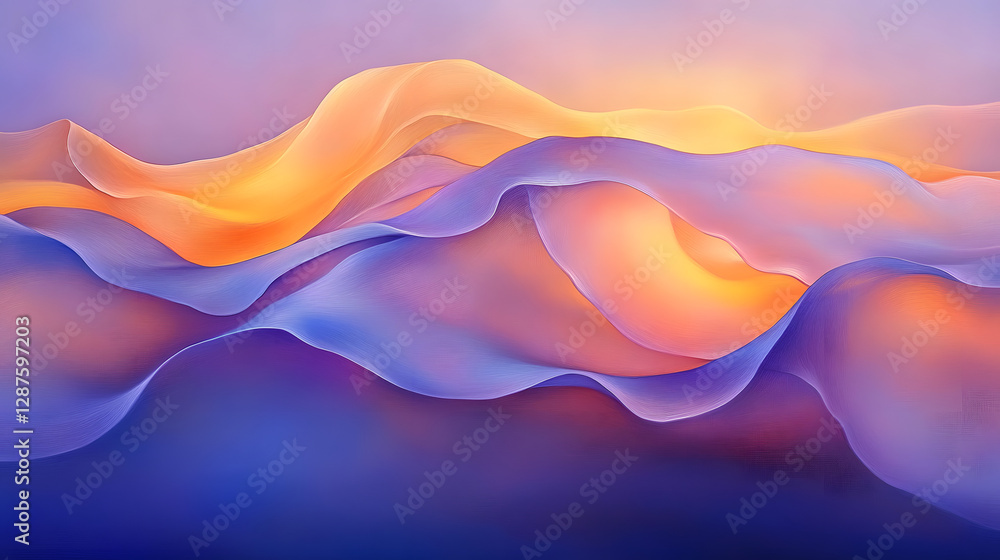 Poster abstract digital background featuring waves and mountain shapes in a harmonious composition
