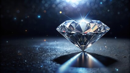 A Sparkling Gemstone Rests on a Dark Surface, Illuminated by a Glimmering Light
