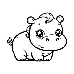 cute hippopotamus outline