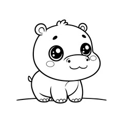 cute hippopotamus outline