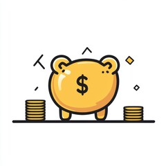 Cute piggy bank, money saving concept, simple design, financial illustration