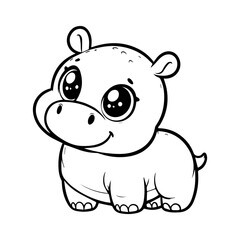 cute hippopotamus outline