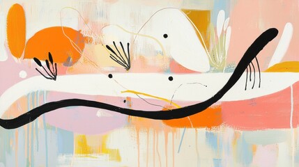 Abstract expressionism art featuring fluid shapes and colors contemporary gallery digital artwork vibrant environment