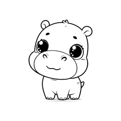 Fototapeta premium cute hippopotamus outline