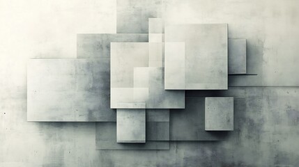 Abstract Grey Concrete Squares Overlapping Calmly. AI Generated
