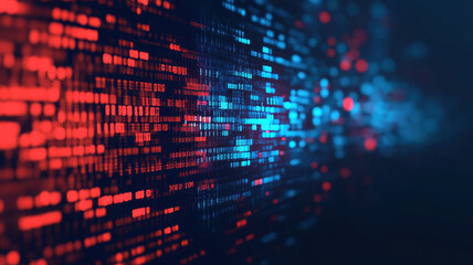Obraz premium vibrant digital background showcasing red and blue data streams, symbolizing cybernetic malware growth and virtual data