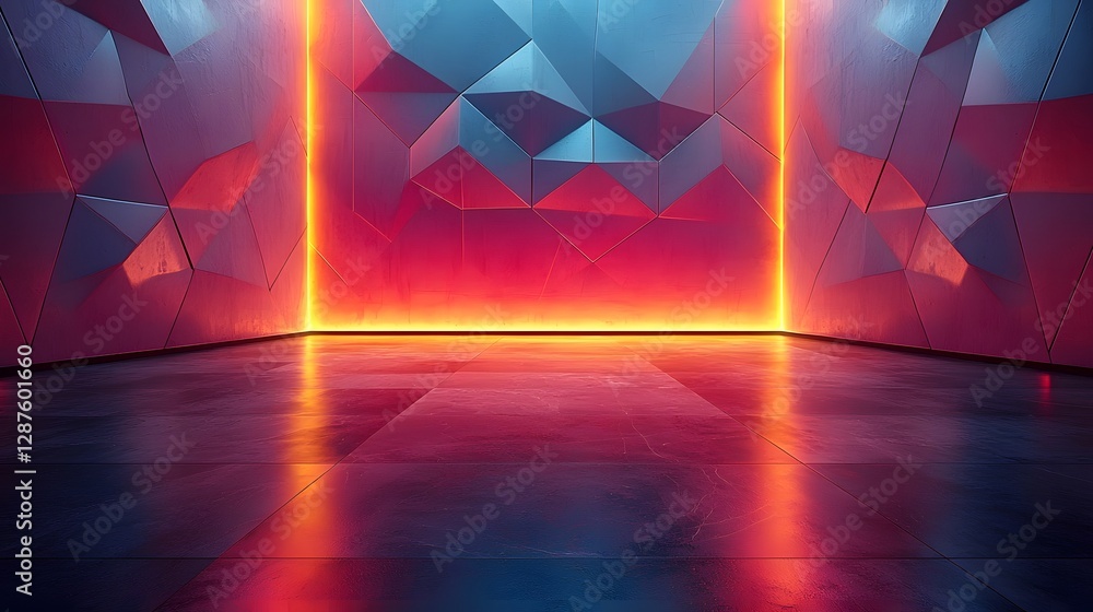 Poster glowing geometric abstract backdrop for product showcase and presentation