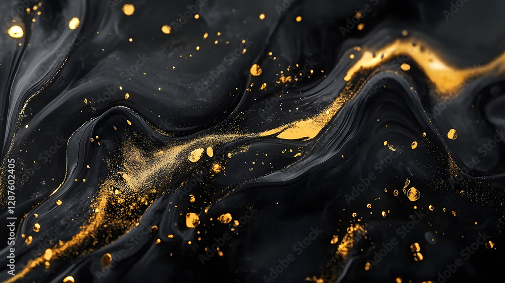 Poster black and gold abstract background with smooth textures and gradients for design and art projects