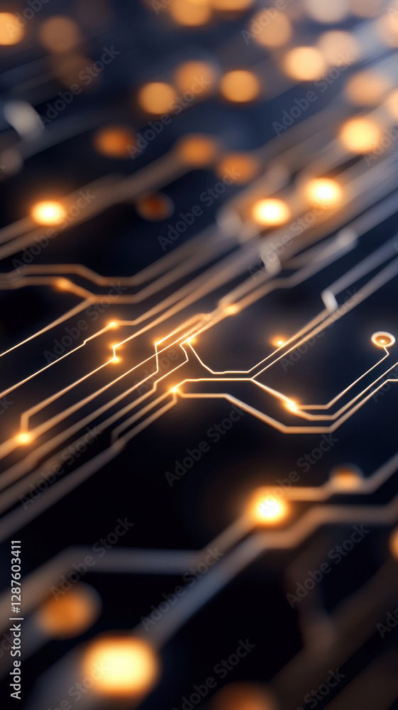 Aufkleber glowing circuit board with intricate patterns and warm lights, showcasing technology beauty and comp